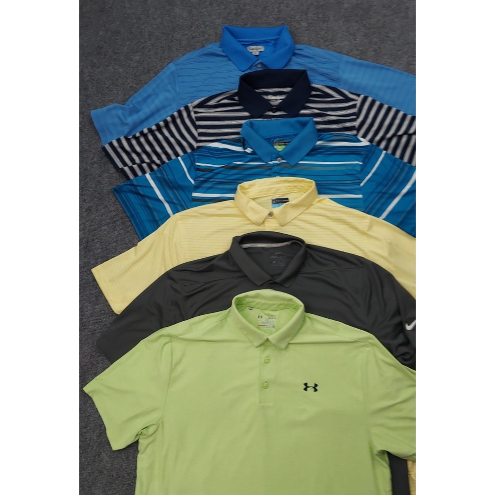Lot 6 Nike Under Armour PGA Shirt Mens XL Polo Golf Performance Short Sleeve
